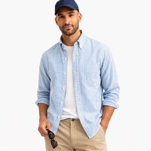 J.Crew Button Down Shirt Long Sleeved Blue Stripe Size Medium